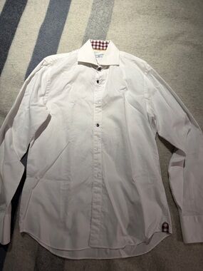Blue Industry Men’s White Button-Down Shirt with Elbow Patches